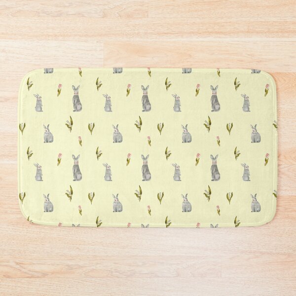 Item preview, Rabbit tulip snowdrop yellow pattern a watercolor  designed and sold by Yana Mustafina | Boho Soulful Designs.