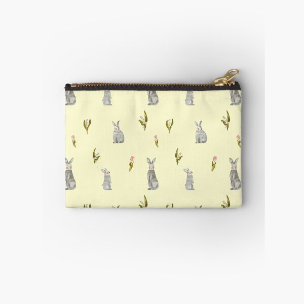 Item preview, Rabbit tulip snowdrop yellow pattern a watercolor  designed and sold by Yana Mustafina | Boho Soulful Designs.