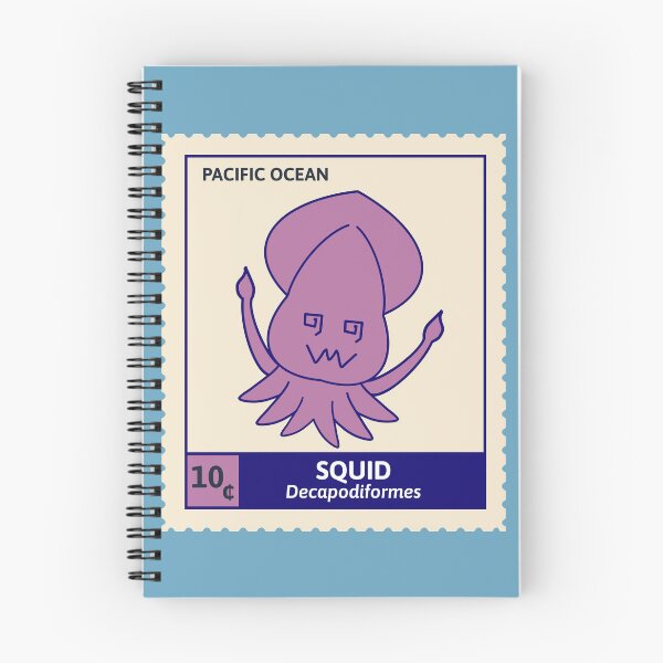 Item preview, Kawaii Cute Silly Purple Squid, Ocean Stamp Collection designed and sold by vystudio.