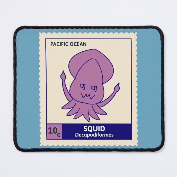 Item preview, Kawaii Cute Silly Purple Squid, Ocean Stamp Collection designed and sold by vystudio.