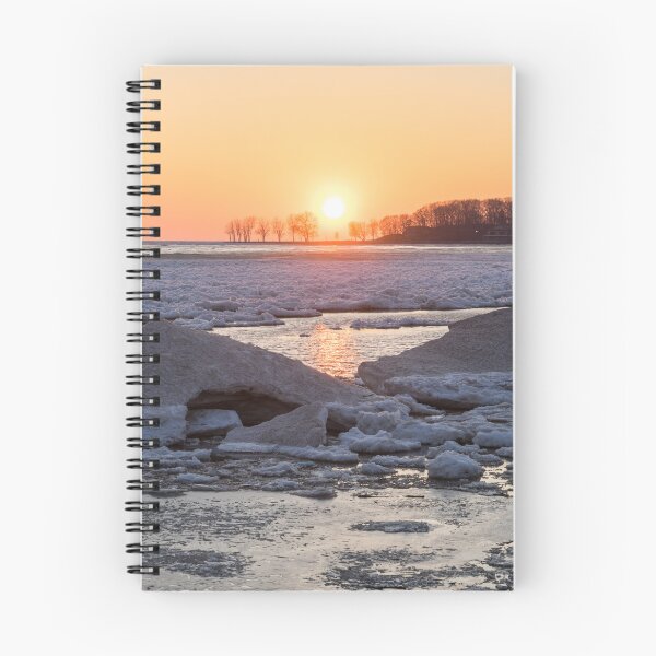 Item preview, Rough Ice Floes Sunset on Lake Erie at Welland Canal designed and sold by Georgia Mizuleva.