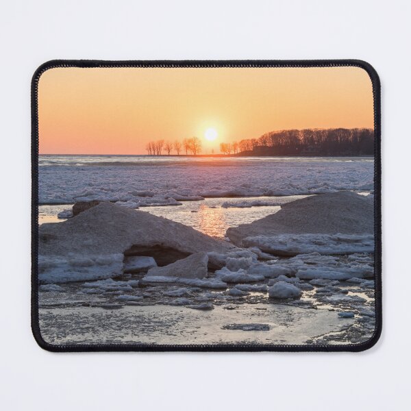 Item preview, Rough Ice Floes Sunset on Lake Erie at Welland Canal designed and sold by Georgia Mizuleva.