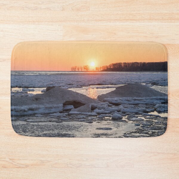 Item preview, Rough Ice Floes Sunset on Lake Erie at Welland Canal designed and sold by Georgia Mizuleva.
