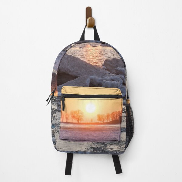 Item preview, Rough Ice Floes Sunset on Lake Erie at Welland Canal designed and sold by Georgia Mizuleva.