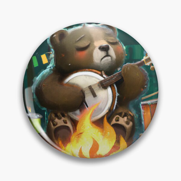 Item preview, Cute Bear Playing Banjo by a Bonfire Digital Artwork designed and sold by SourBunnyshop.