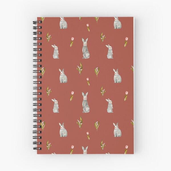 Item preview, Rabbit tulip snowdrop brown pattern a watercolor  designed and sold by Yana Mustafina | Boho Soulful Designs.