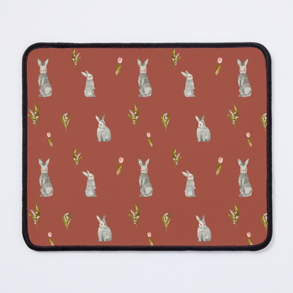 Item preview, Rabbit tulip snowdrop brown pattern a watercolor designed and sold by Yana Mustafina | Boho Soulful Designs.