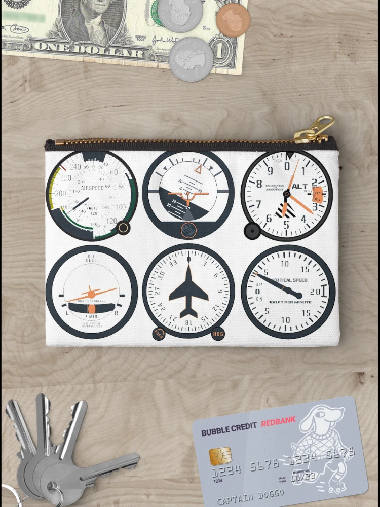 Thumbnail 3 of 4, Zipper Pouch, Basic Six Flight Instruments designed and sold by Designed for Flight.