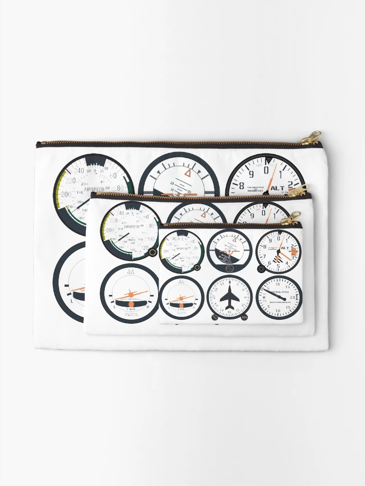 Thumbnail 2 of 4, Zipper Pouch, Basic Six Flight Instruments designed and sold by Designed for Flight.