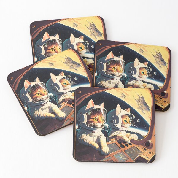 Item preview, Cute Cats in Space Retro Fantastic Japanese Anime  designed and sold by AIWanderer.