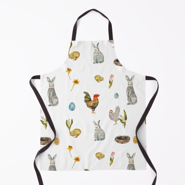 Item preview, Rooster egg rabbit tulip flower pattern watercolor designed and sold by Yana Mustafina | Boho Soulful Designs.