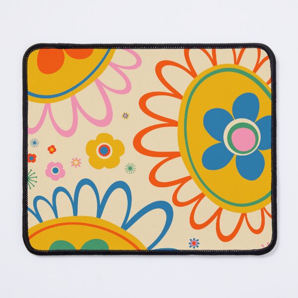 Item preview, Dulcie Flowers Colorful Retro Cheerful Abstract Floral Pattern Yellow Blue Orange Green Cream designed and sold by kierkegaard.