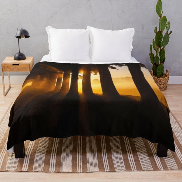 Item preview, Misty sunset through pine trees. Image is made entirely using triangles. designed and sold by janesg.
