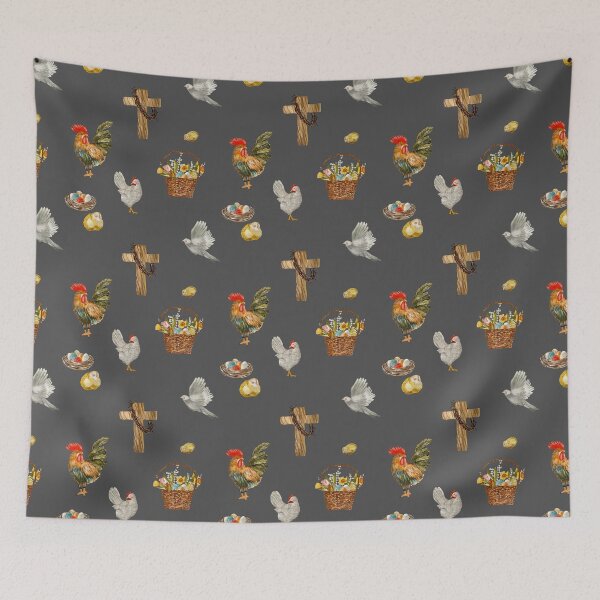 Item preview, Happy Easter cross egg pigeon pattern watercolor grey designed and sold by Yana Mustafina | Boho Soulful Designs.