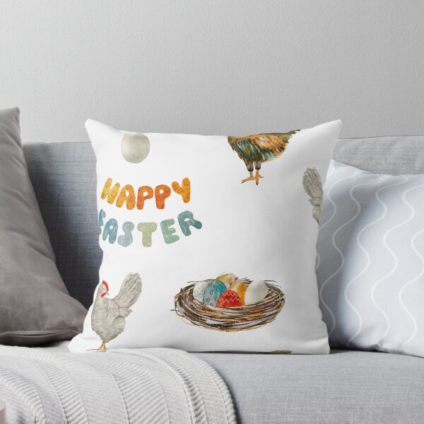 Item preview, Nest rooster chicken egg Easter pattern watercolor designed and sold by Yana Mustafina | Boho Soulful Designs.