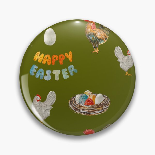 Item preview, Nest rooster chicken egg Easter pattern watercolor green designed and sold by Yana Mustafina | Boho Soulful Designs.