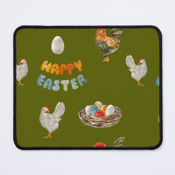 Item preview, Nest rooster chicken egg Easter pattern watercolor green designed and sold by Yana Mustafina | Boho Soulful Designs.