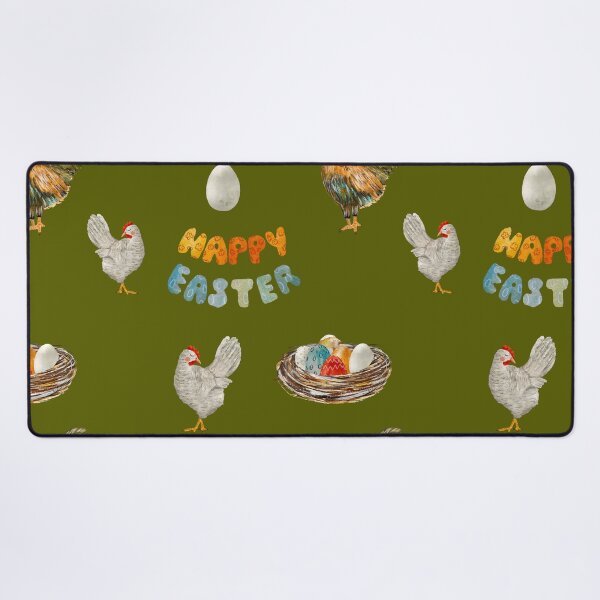 Item preview, Nest rooster chicken egg Easter pattern watercolor green designed and sold by Yana Mustafina | Boho Soulful Designs.