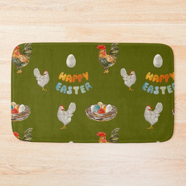 Item preview, Nest rooster chicken egg Easter pattern watercolor green designed and sold by Yana Mustafina | Boho Soulful Designs.