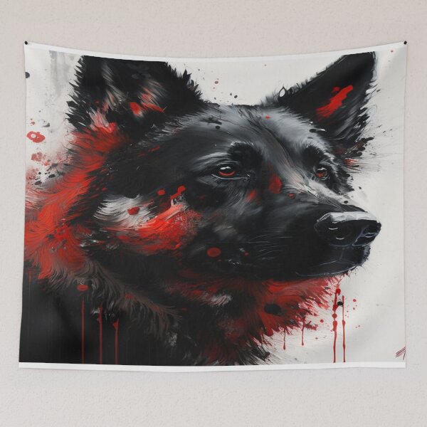 Item preview, Abstract Splash Painting Of A Dog In Black And Red Colours designed and sold by Unwind-Art-Work.