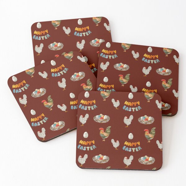 Item preview, Nest rooster chicken egg Easter pattern watercolor red designed and sold by Yana Mustafina | Boho Soulful Designs.
