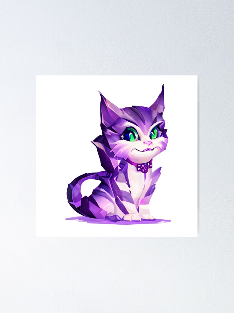 Cute Kawaii Happy Cat Stickers - Purple Poster for Sale by CuteFrogCreates