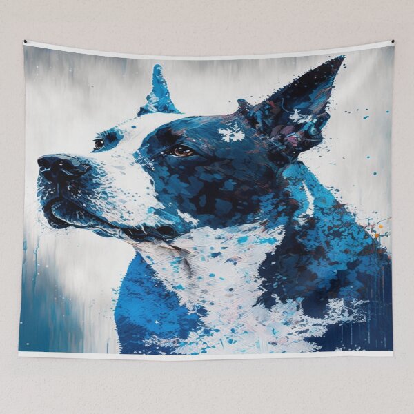 Item preview, Abstract Splash Painting Of A Dog In Blue And White Colours designed and sold by Unwind-Art-Work.