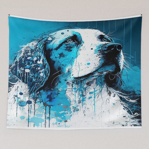 Item preview, Abstract Splash Painting Of A Dog In Blue And White Colours designed and sold by Unwind-Art-Work.