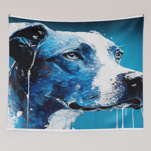 Item preview, Abstract Splash Painting Of A Dog In Blue And White Colours designed and sold by Unwind-Art-Work.