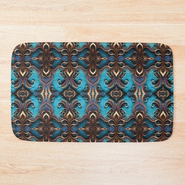 Item preview, Waves and Curls Fractal Pattern-Bronze and Aqua Blue designed and sold by Witsprings.