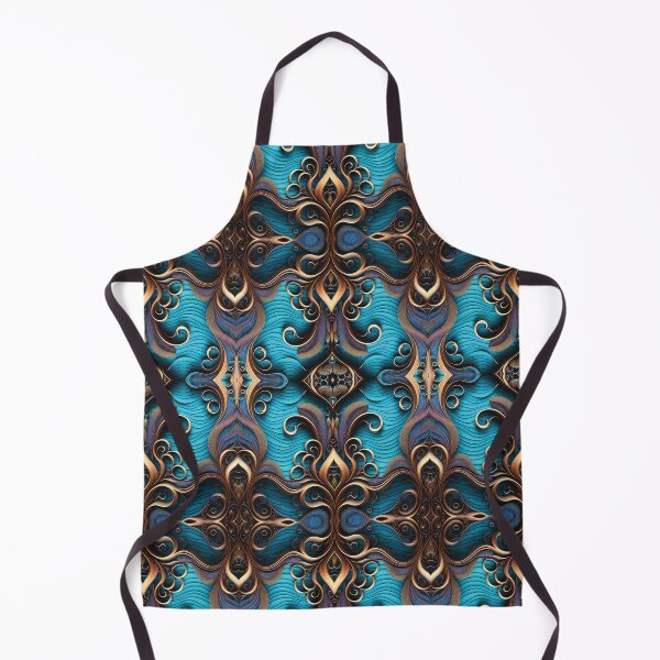 Item preview, Waves and Curls Fractal Pattern-Bronze and Aqua Blue designed and sold by Witsprings.