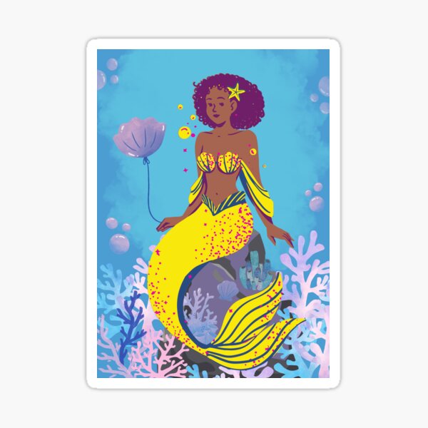 Mermaid with yellow Tail Sticker
