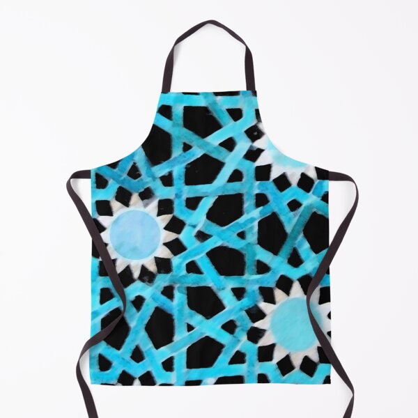Item preview, BLUE SUN Turkish Geometric Motifs Turquoise Hexagons in Black designed and sold by BulganLumini.