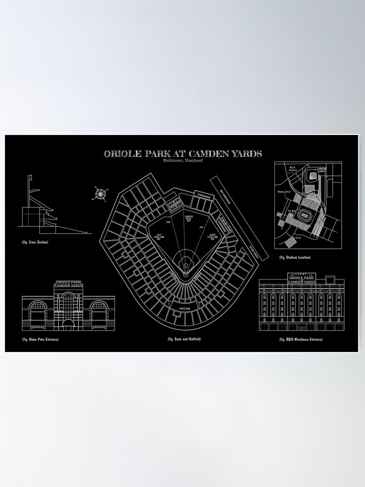 Outline Camden Yards - Baltimore Orioles Art Poster Print by S. Preston