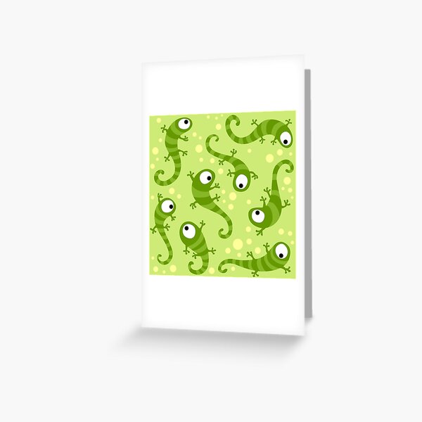 Crazy Gecko Green Greeting Card