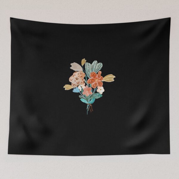 Artikelvorschau, Bouquet flower texture colored sketch a watercolor black entworfen und verkauft von Yana Mustafina | Boho Soulful Designs.