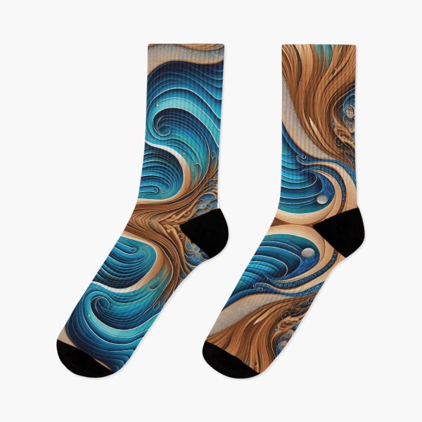 Artikelvorschau, Wellen und Locken Fractal Pattern-Brown, Aqua und Navy Blue entworfen und verkauft von Witsprings.