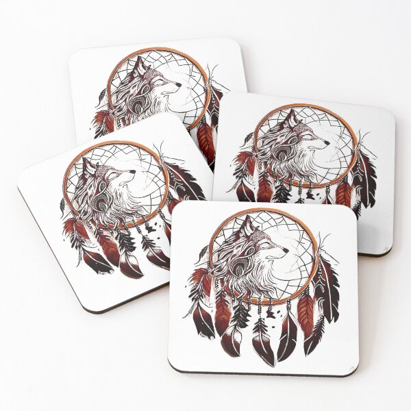 Item preview, native american wolf tattoo designed and sold by TourDePassion.