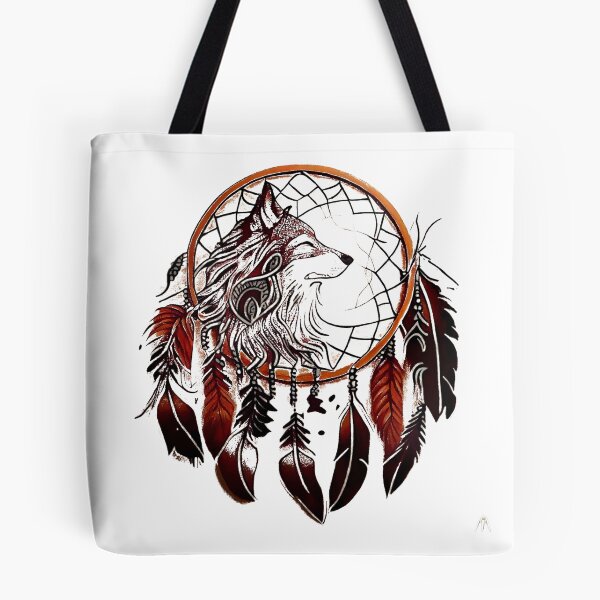 Item preview, native american wolf tattoo designed and sold by TourDePassion.