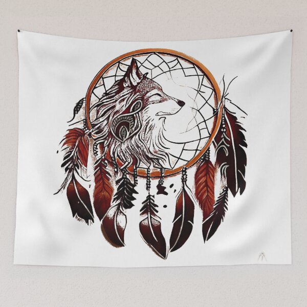 Item preview, native american wolf tattoo designed and sold by TourDePassion.