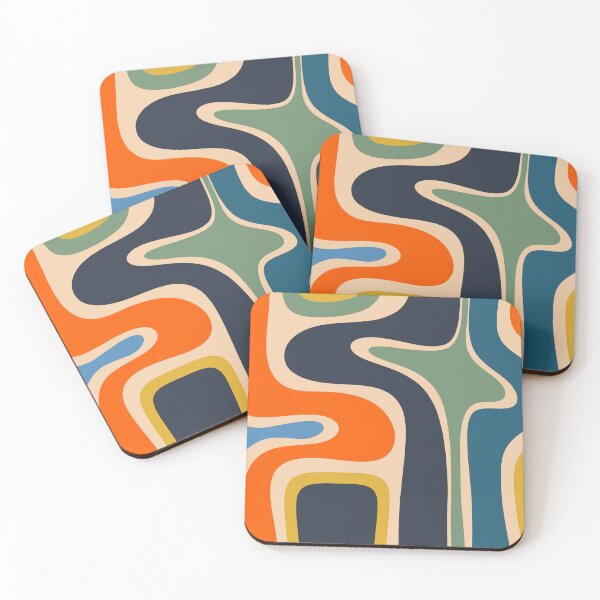 Item preview, Copacetic Retro Modern Multicolor Abstract Pattern Blue Orange Mustard Green designed and sold by kierkegaard.