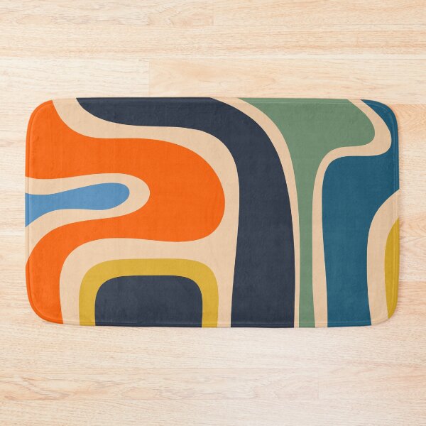 Item preview, Copacetic Retro Modern Multicolor Abstract Pattern Blue Orange Mustard Green designed and sold by kierkegaard.