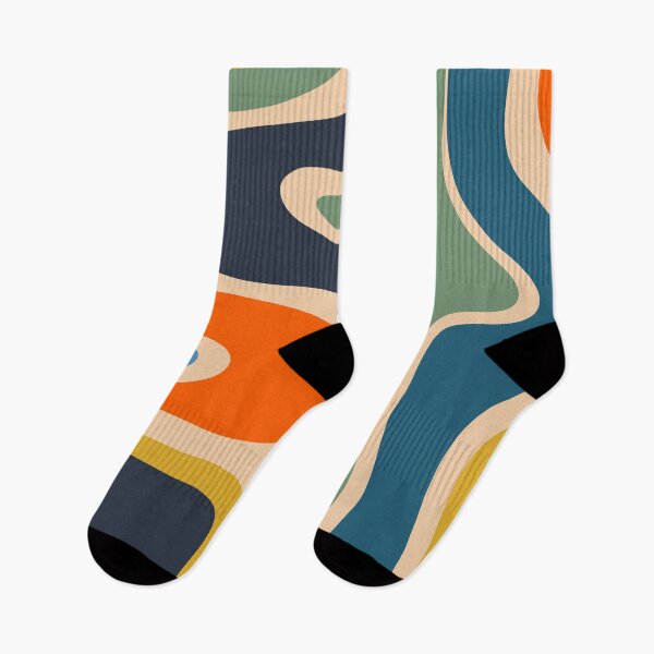 Item preview, Copacetic Retro Modern Multicolor Abstract Pattern Blue Orange Mustard Green designed and sold by kierkegaard.