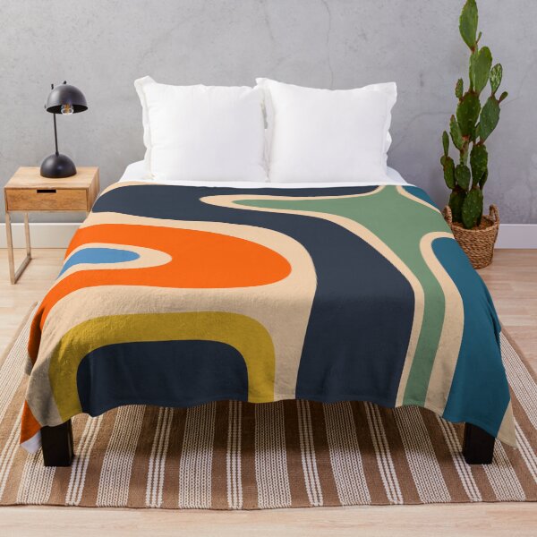 Item preview, Copacetic Retro Modern Multicolor Abstract Pattern Blue Orange Mustard Green designed and sold by kierkegaard.