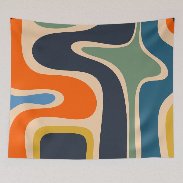 Item preview, Copacetic Retro Modern Multicolor Abstract Pattern Blue Orange Mustard Green designed and sold by kierkegaard.
