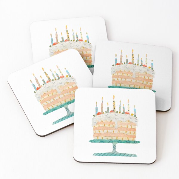 Artikelvorschau, Cake sweet food candle happy birthday watercolor entworfen und verkauft von Yana Mustafina | Boho Soulful Designs.