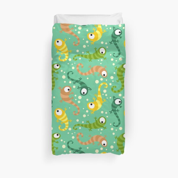 Happy bubble gecko Duvet Cover