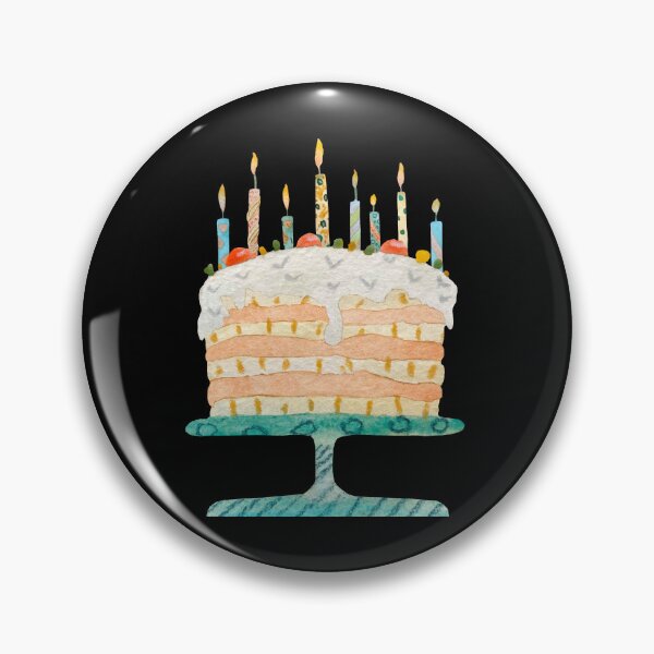 Item preview, Cake sweet food candle happy birthday watercolor black designed and sold by Yana Mustafina | Boho Soulful Designs.