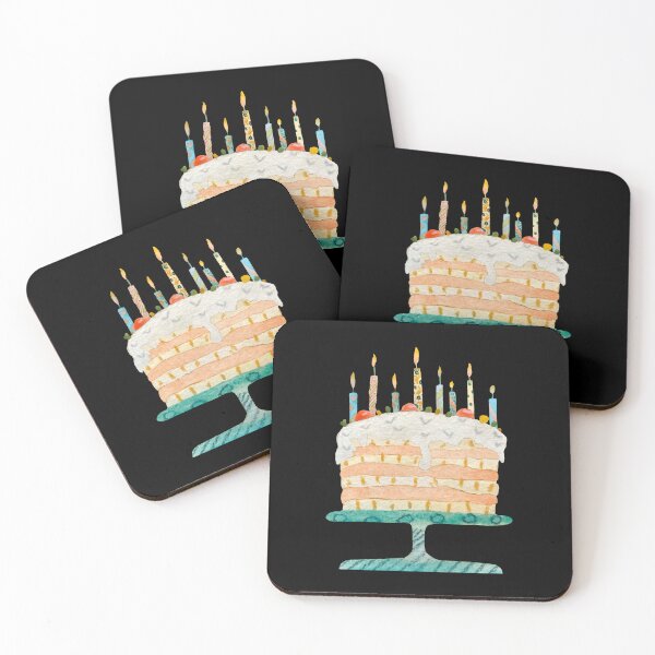 Artikelvorschau, Cake sweet food candle happy birthday watercolor black entworfen und verkauft von Yana Mustafina | Boho Soulful Designs.
