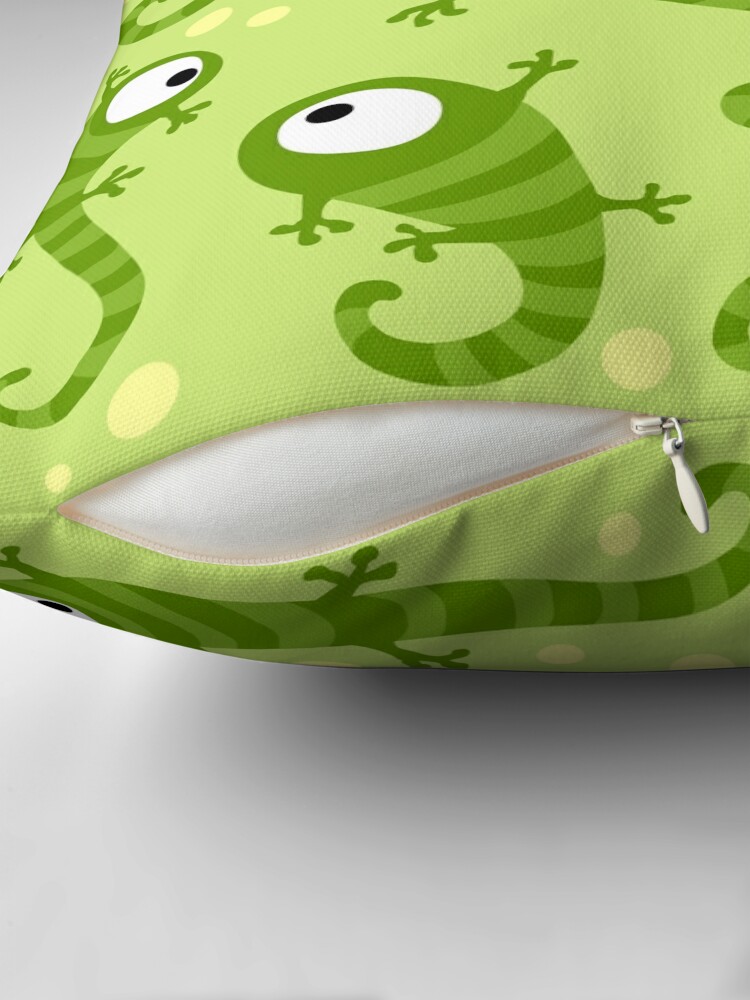 Thumbnail 2 of 3, Throw Pillow, Crazy Gecko Green designed and sold by Kameeri.